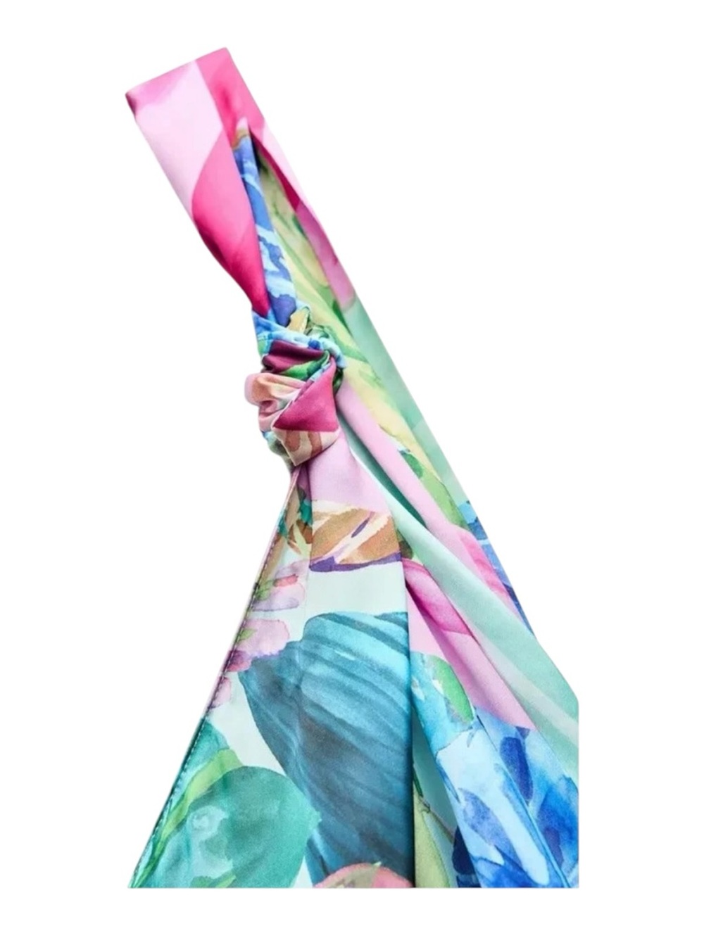 Zara Satin Effect Tropical Print Midi Dress NWT Size M Colorful Resort Vacation - Picture 8 of 9